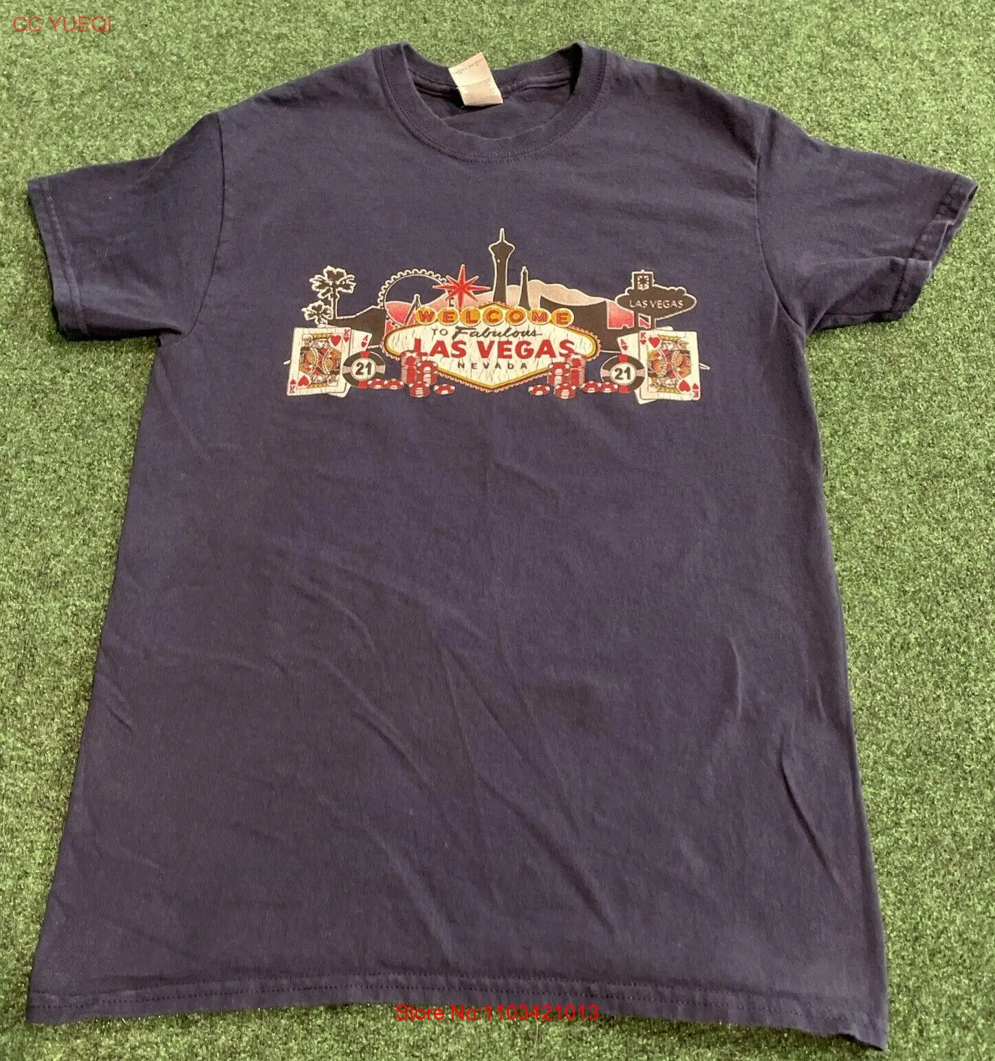 Добро пожаловать в сказочный Лас Вегас Невада синяя футболка мужской Размер маленький