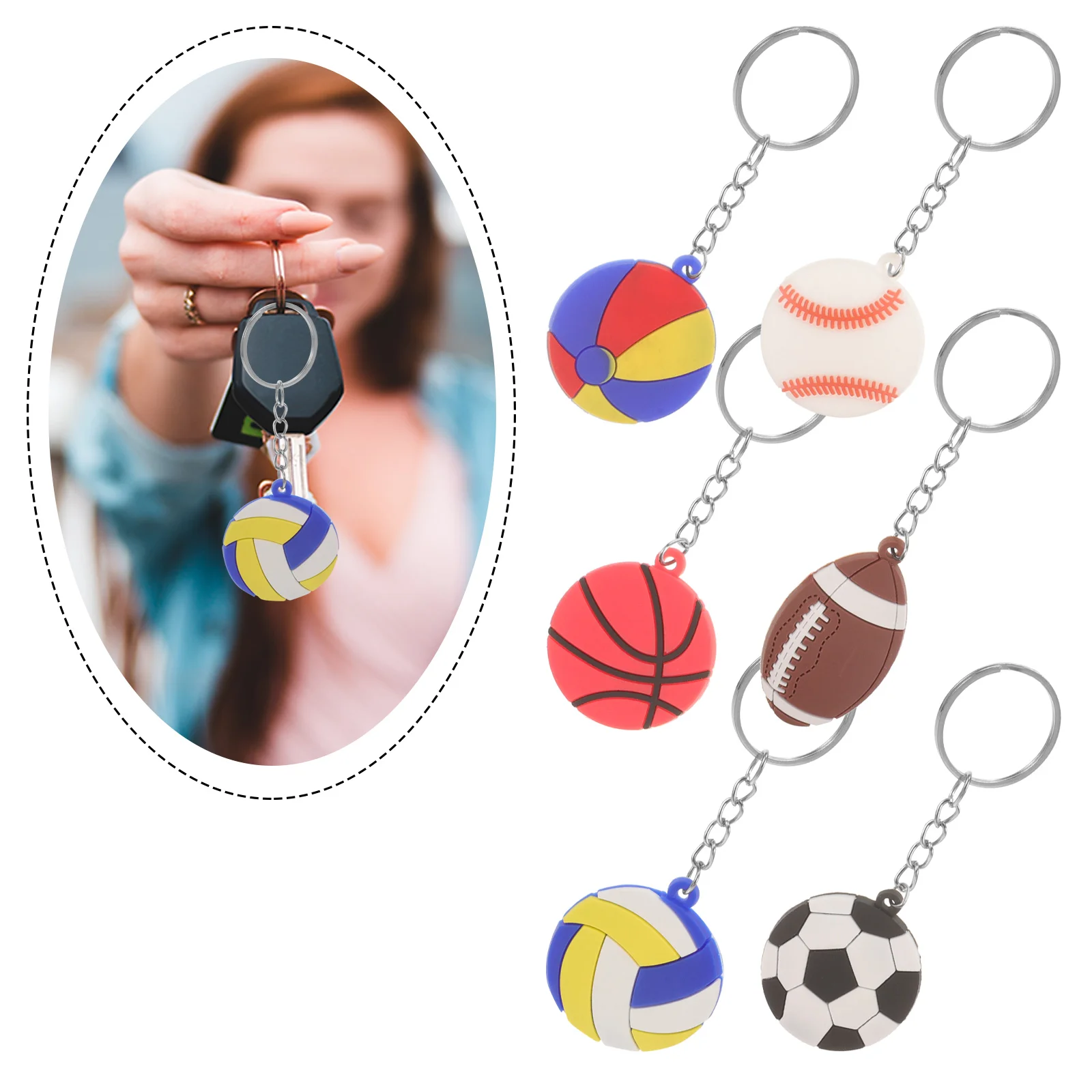 6 Pcs Football Fan Keychain Accessories Keychains Miniature Sports Bag Pendant Adorable