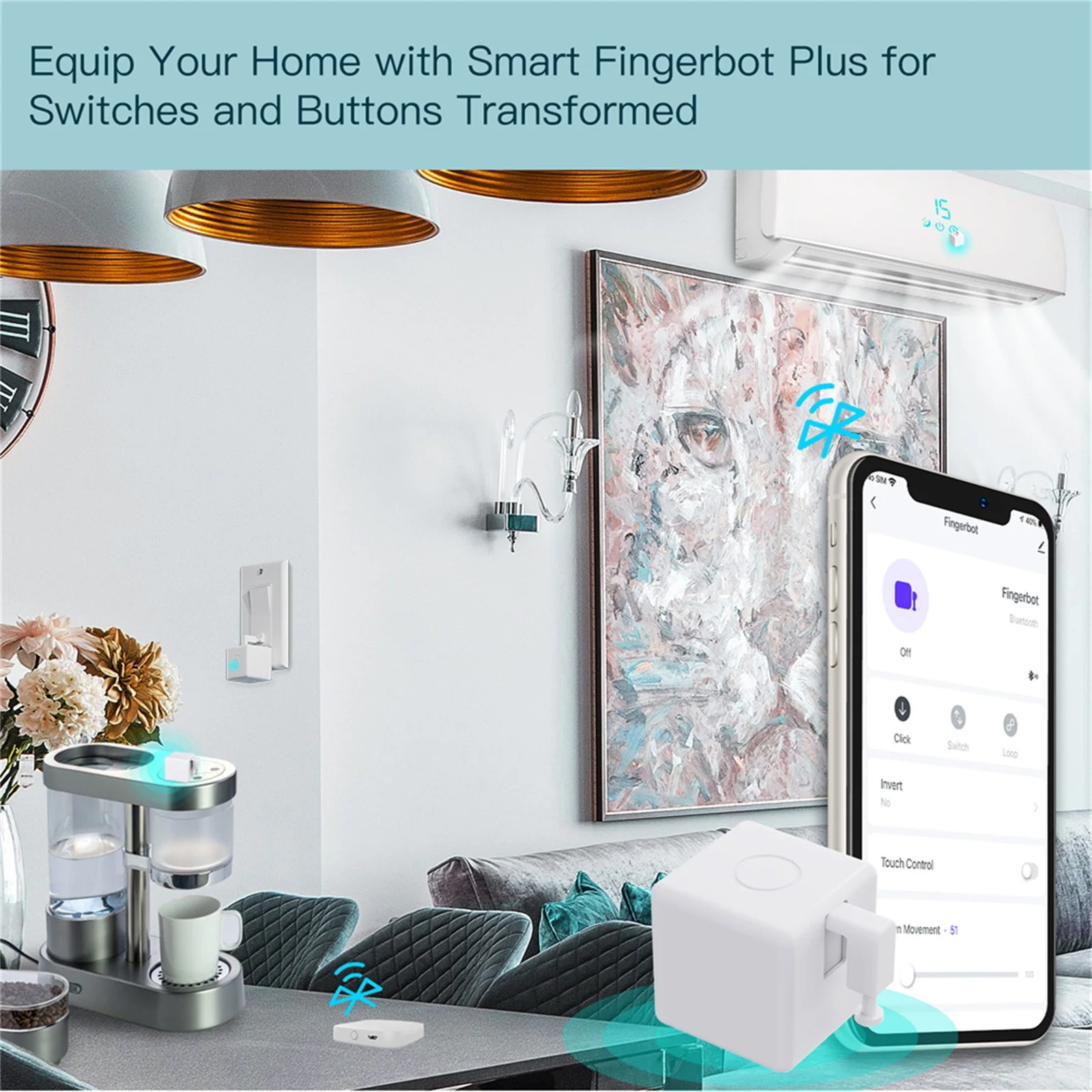 MOESHouse Tuya Bluetooth Thông Minh Fingerbot Nút Công Tắc Dụng Cụ Đẩy Cuộc Sống Thông Minh Ứng Dụng Điều Khiển Bằng Giọng Nói Thông Qua Alexa,