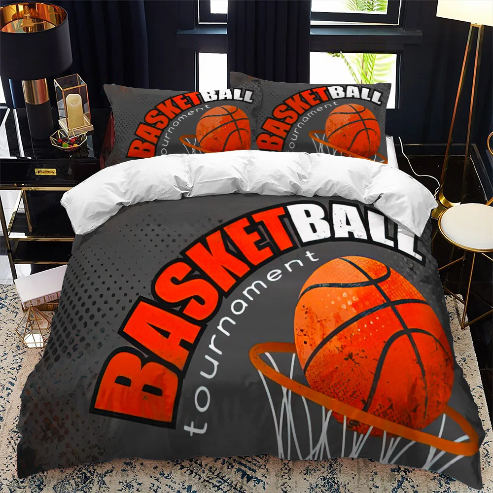 Kids Basketball Duvet Cover Set 3D King Queen Size Cool Sport Theme For Kids Children Teens Ball Gaming Polyester Bedding Set