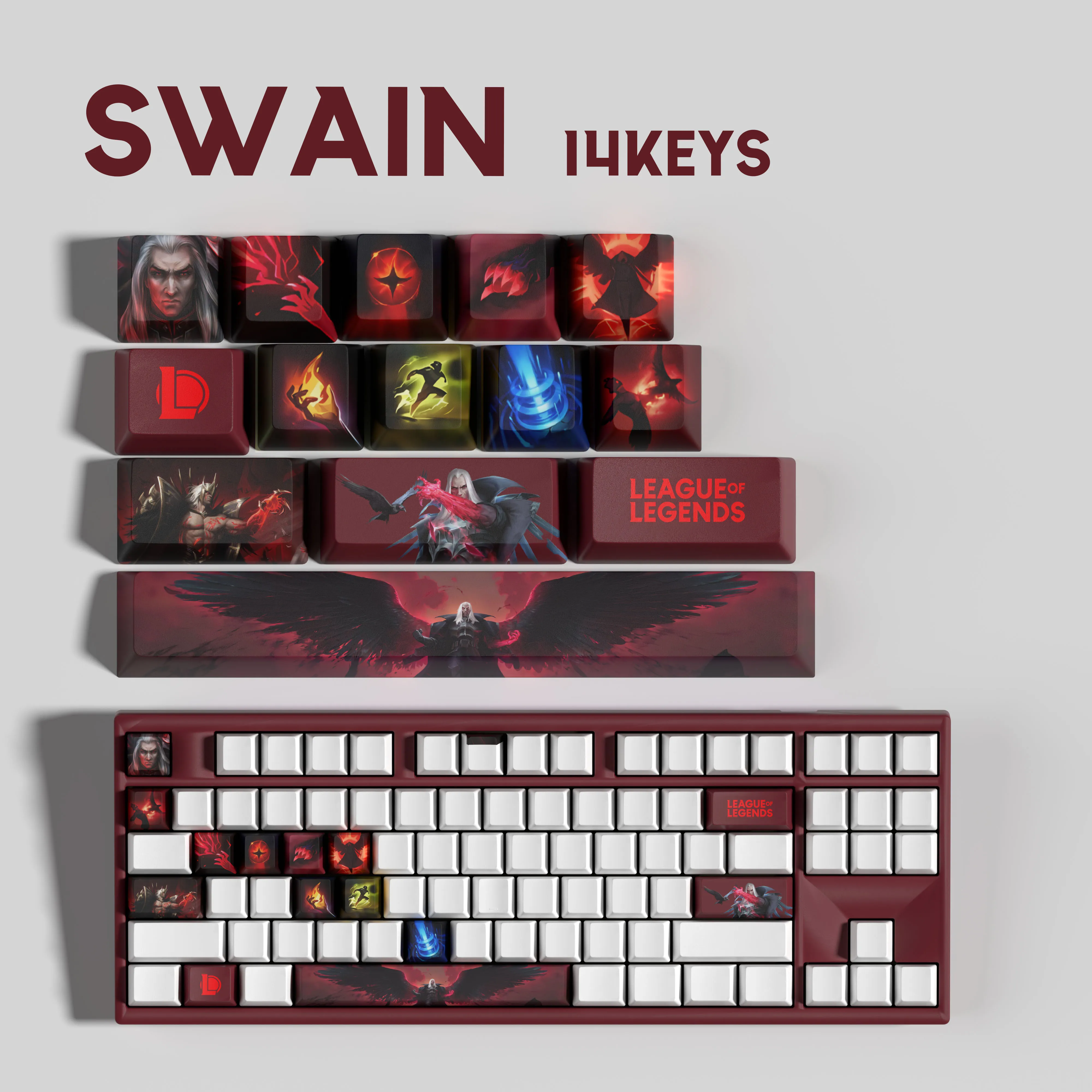 

Swain KEYCAPS New design League of Legends keycaps14KEYCAPS OEM Profile Keycaps for mechanical keyboard