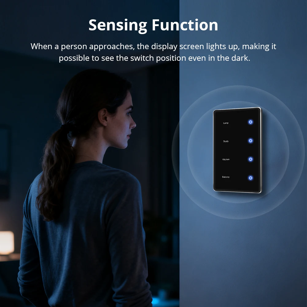 

Zemismart Zigbee DIY Name Switch US Black Touch Panel Smart Display Screen Light Switch Work with Tuya Smart Life App