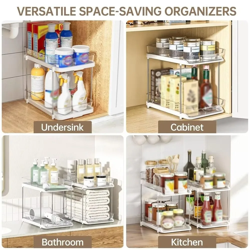 2 Tier/3 Tier Bathroom Storage Rack Pull Out Movable Bathroom Storage Organizer Acrylic Multifunctional Counter Organizer Rack