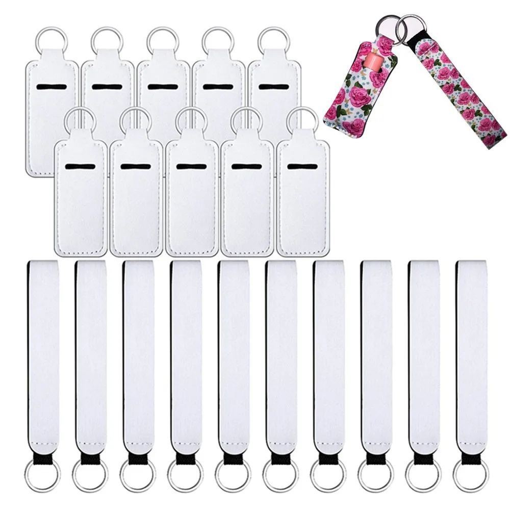 

100pcs Sublimation Blank Keychain Neoprene Wristlet Keychain Hand Wrist Keychain Holder to Match Chapstick Holder Wholesale