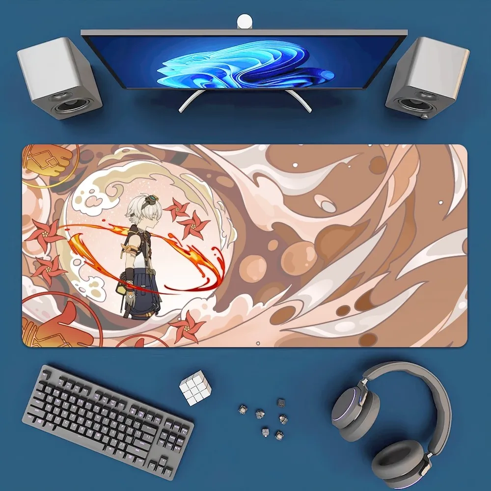 Genshin Impact Tartaglia Diluc Mousepad Office Large Mouse Mat Keyboard Mats Rubber PC Computer Game Big Anti-slip Mice Mat