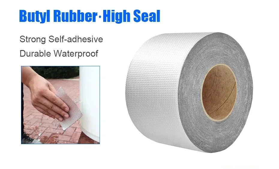 Hochtemperaturbeständiges wasserdichtes Klebeband, Aluminiumfolie, dickes Butylband, Wand, Pool, Dach, Risse, Kanalreparatur, selbstdichtend – Detail 6