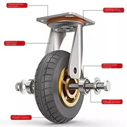 Heavy Duty Universal Wheel with Brake Silent Pusher Flatbed Freight Truck Rubber Wheels
