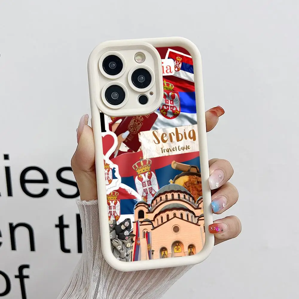 

Serbia Flag Phone Case for iPhone 17 16 15 14 13 12 11 Air Pro Max Plus White Soft TPU Shockproof Cover