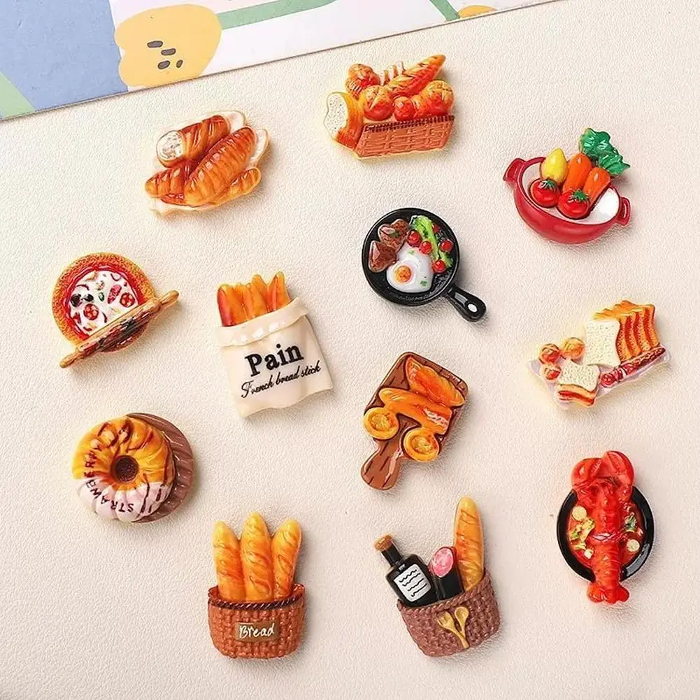 Resin Simulated Food Refrigerator Stickers Food Decoration Magnets Gift For Kitchen Refrigerators And Home Decor
