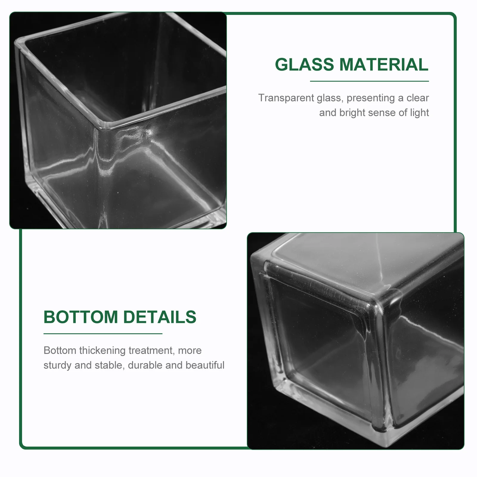 2 قطعة المزهريات الزجاجية المربعة الشفافة أنيقة الحديثة المائية المزارعون للمنزل حديقة طاولة مكتبية الديكور #1