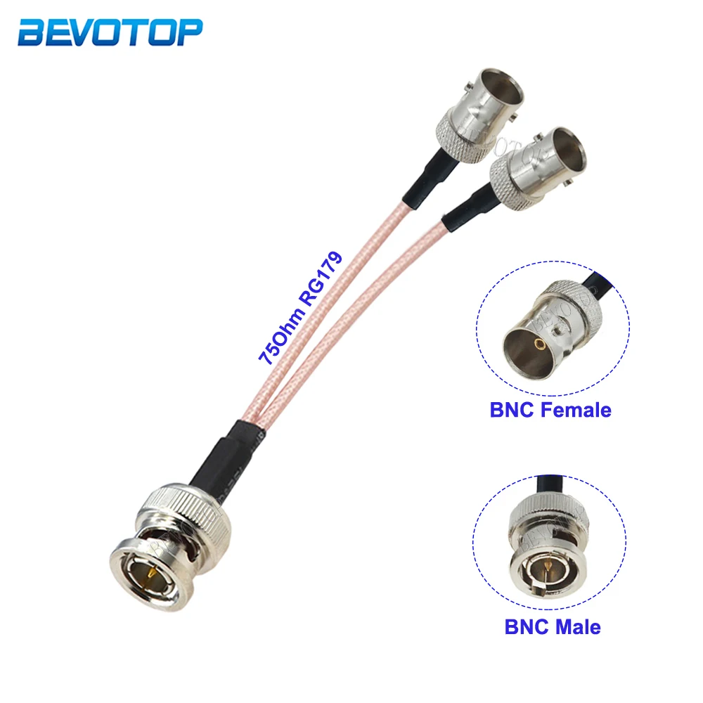 

RG179 Cable BNC Splitter Cable V Type 1*BNC Male Plug to 2*BNC Female Jack 75 Ohm Connector RG-179 RF Coaxial Jumper Pigtail