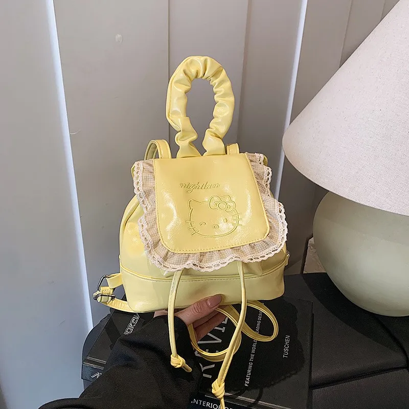 可愛いミニリュック-女の子用-レース飾り-ダブルショルダー-スイートドーパミンスタイル-おしゃれバッグ-ガールズ-2026新作-pu素材