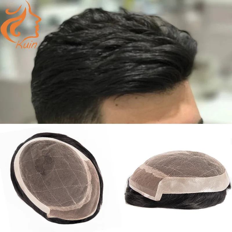 Male Capillary Prosthesis Lace PU Men Toupee Indian Human Hair Wig For Men 6" Human Hair Replacement System Natural Hairpiece