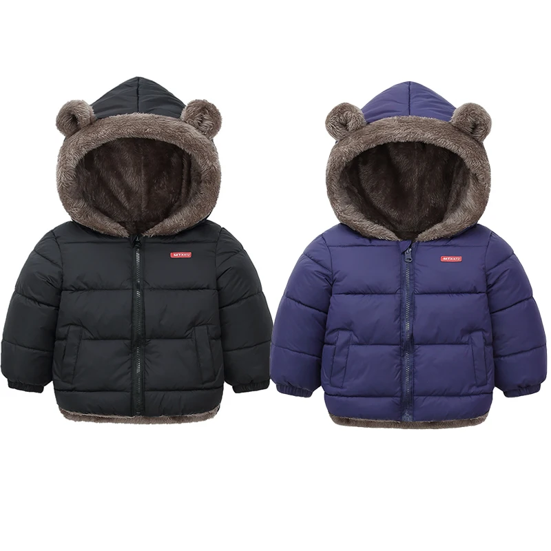 

New Kids Hooded Cotton Coats Children's Thick Fleece Outerwear Cashmere Padded Jackets Boys Girls Warm Coats 1-6 Years