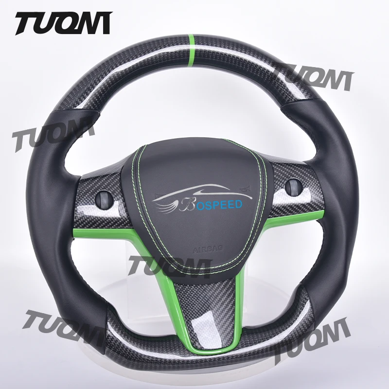 

Upgrade Carbon Fiber Leather Steering Wheel Car Accessories For Telsa Model 3 X Y & S