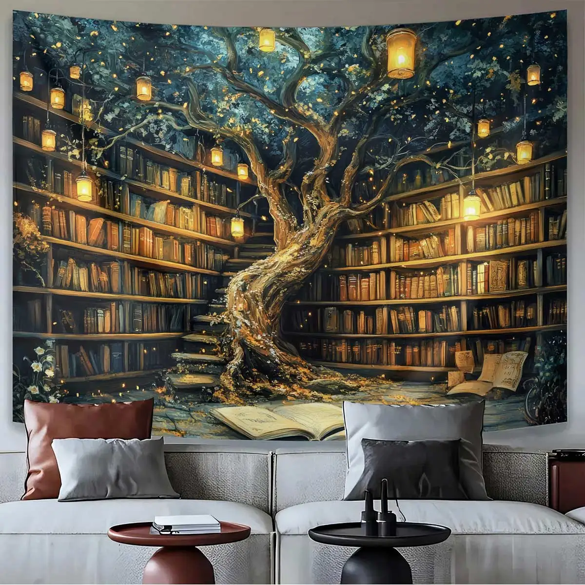 1PC Magic study with tree patterned tapestry, Suitable for wall hanging in living rooms, bedrooms, home and party decoration
