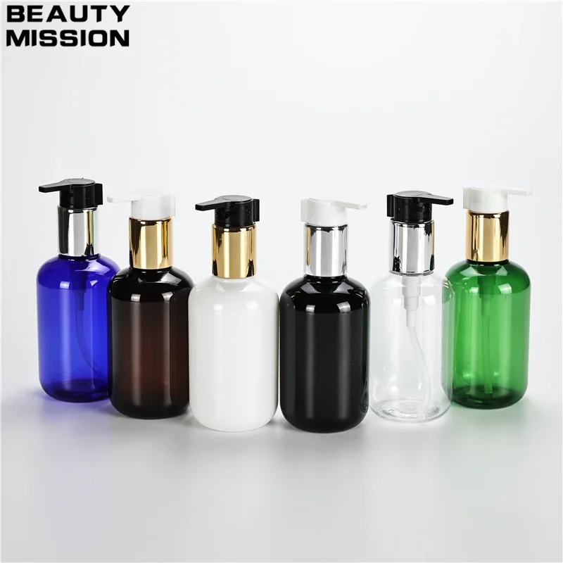 

Multicolor 200ML X 25 Empty Chunky Plastic Bottle With Gold Silver Collar Lotion Pump Portable Refillable Container For Shampoo