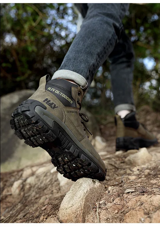 High-Top-Lederstiefel für Herren, atmungsaktive Desert Combat Boots, rutschfeste Outdoor-Wanderstiefel für Herren, Motorradstiefel, Arbeitsstiefeletten – Detail 20