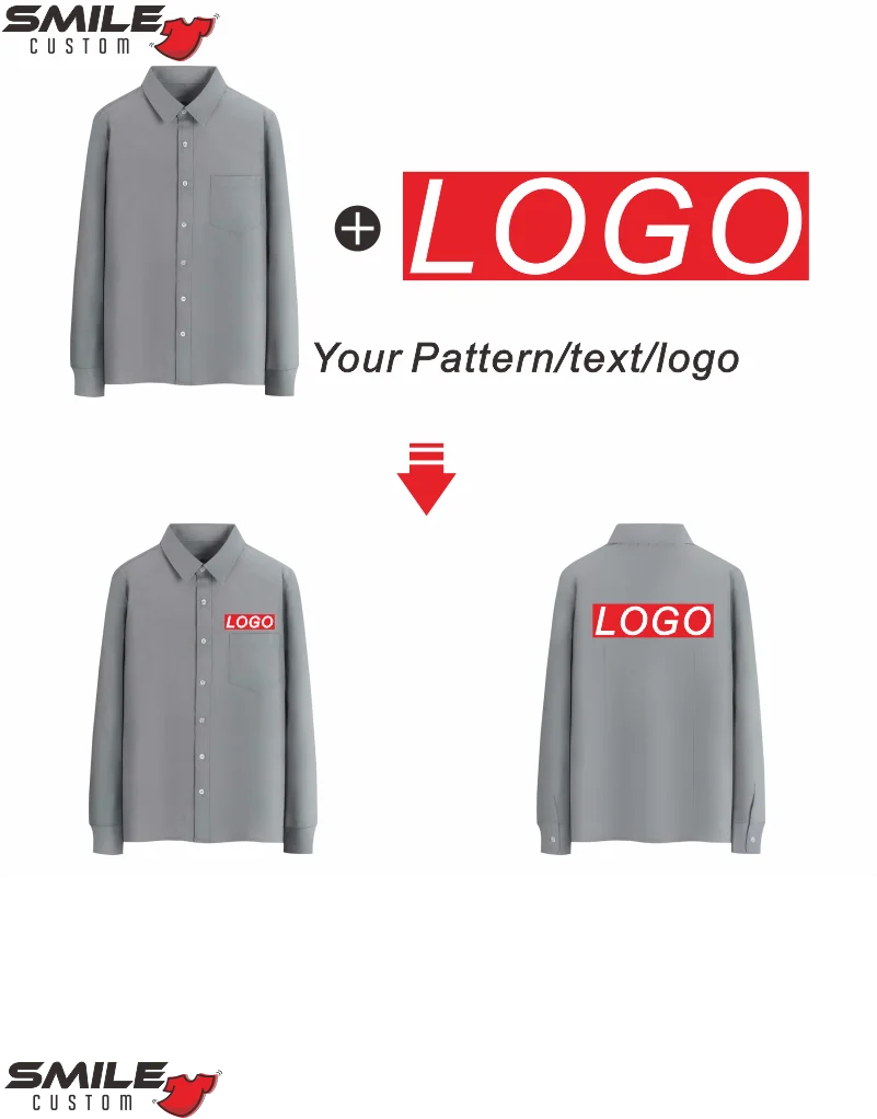 Casual Long Sleeve Business Shirt Custom Logo Company Personal Career Shirt Print Brand Design Comfortable Work Polo Embroidery
