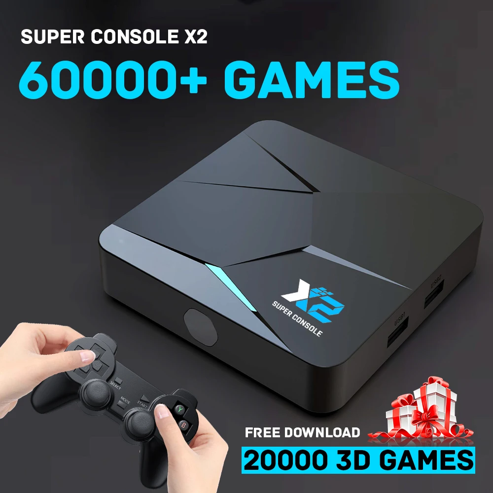 

KinHank Super Console X2 4K Portable Video Game Consoles 60000 Retro Games 70 Emulator For PSP/PS1/Sega Saturn With Controllers