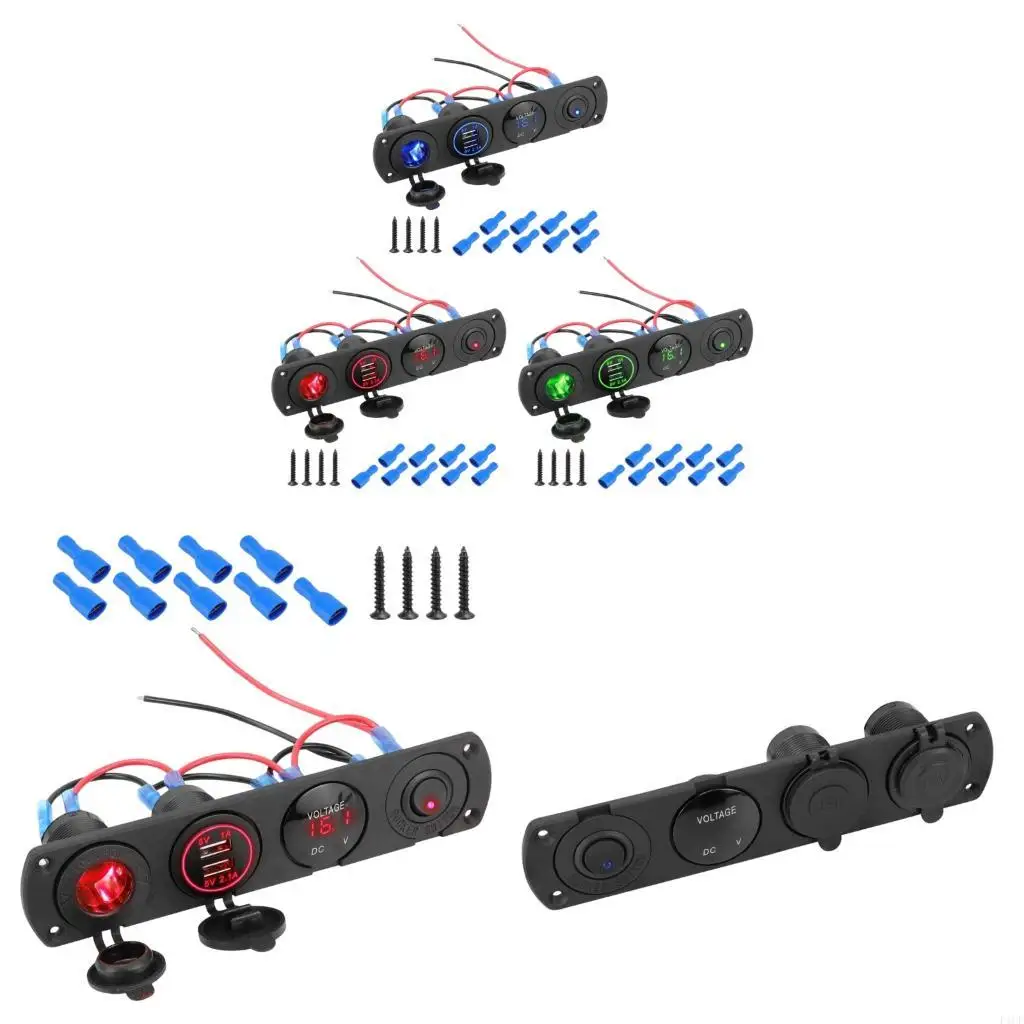 F1CF Marine Grade Control Panel With 2 USB Ports And 12V Power Socket For Various Vehicles