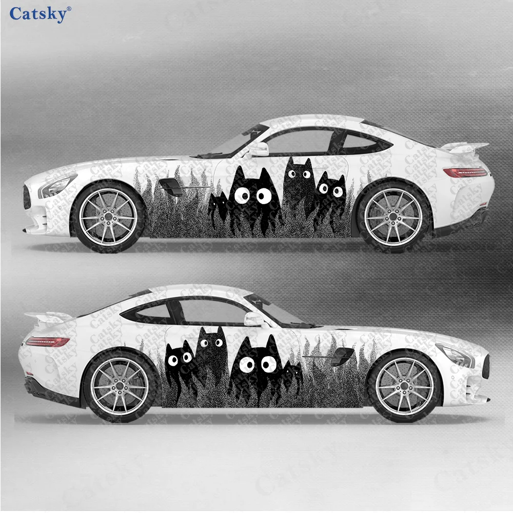 2pcs Multiple Black Cat Decals, Suitable for Cars and Trucks, Durable, Fade-resistant, Easy To Install and Remove Car Vinyl Wrap
