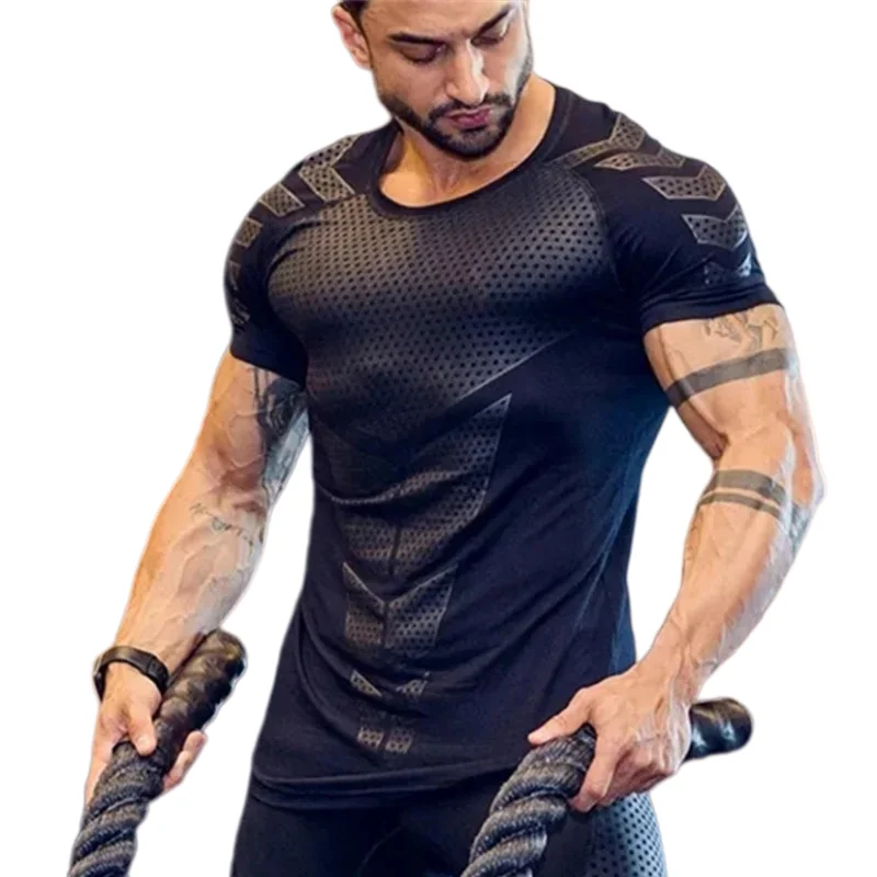 

Мужская компрессионная футболка для тренировок 2026 года, спортивная одежда для мужчин, топы для спортзала и бега, футболки с коротким рукавом для фитнеса, мужские спортивные футболки