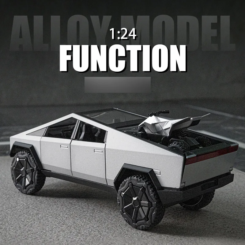 

1:24 Cybertruck Pickup Off Road Vehicle Alloy Diecast Model Car Sound Light Ornaments Birthday Gift For Boyfriend Toy