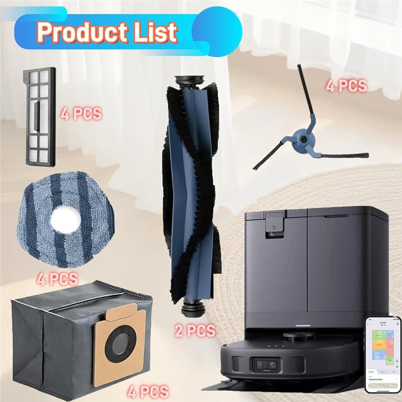 A76g-kit de acessórios substituição para eufy x10 pro omni vácuo escova principal mop pano almofadas escovas laterais filtros hepa sacos pó
