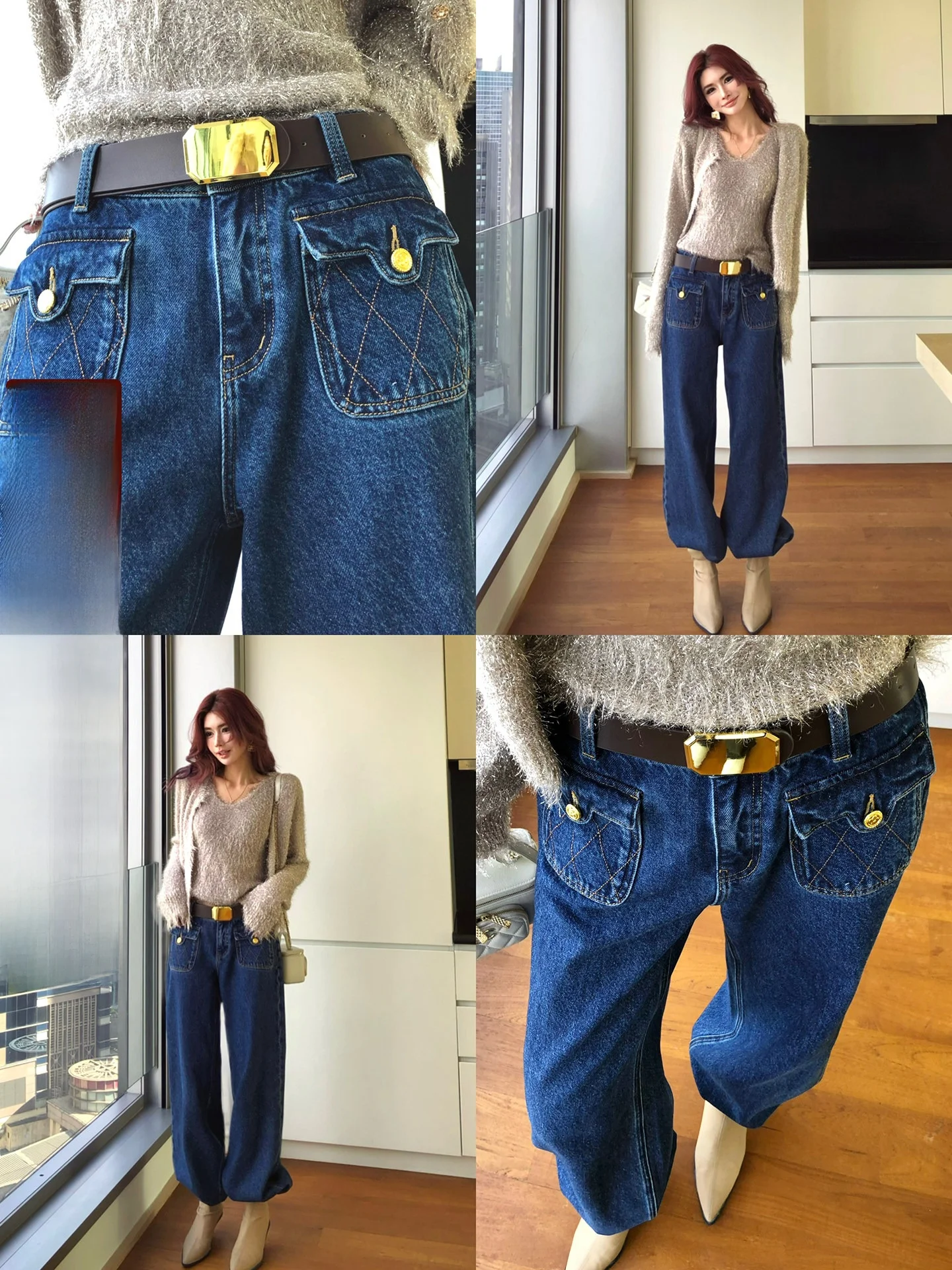 

Женские зимние джинсы-стрейч с прямыми штанинами в стиле ретро, повседневные, из плотного хлопка, синие