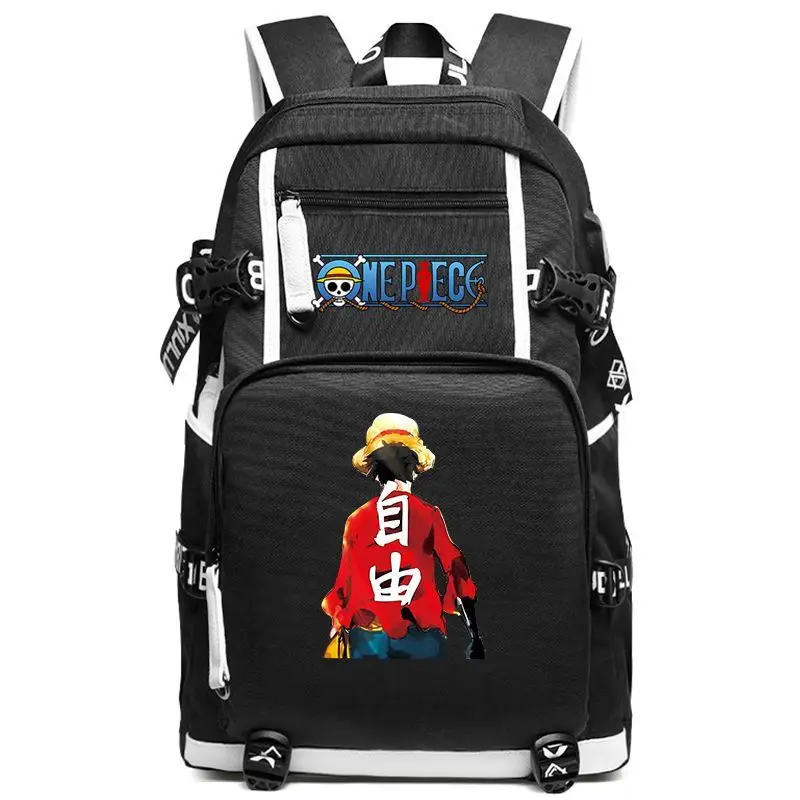 One Piece backpack Anime Peripherals Monkey D. Luffy double shoulder bag large capacity backpack for secondary school students.