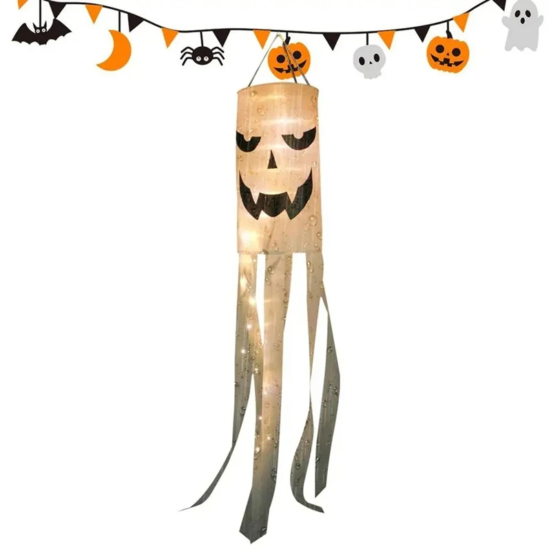 Ghost Windsock Spooky Flying Ghost Halloween LED Lighting Partys Supplies With 3 Lighting Modes Halloween Decorations