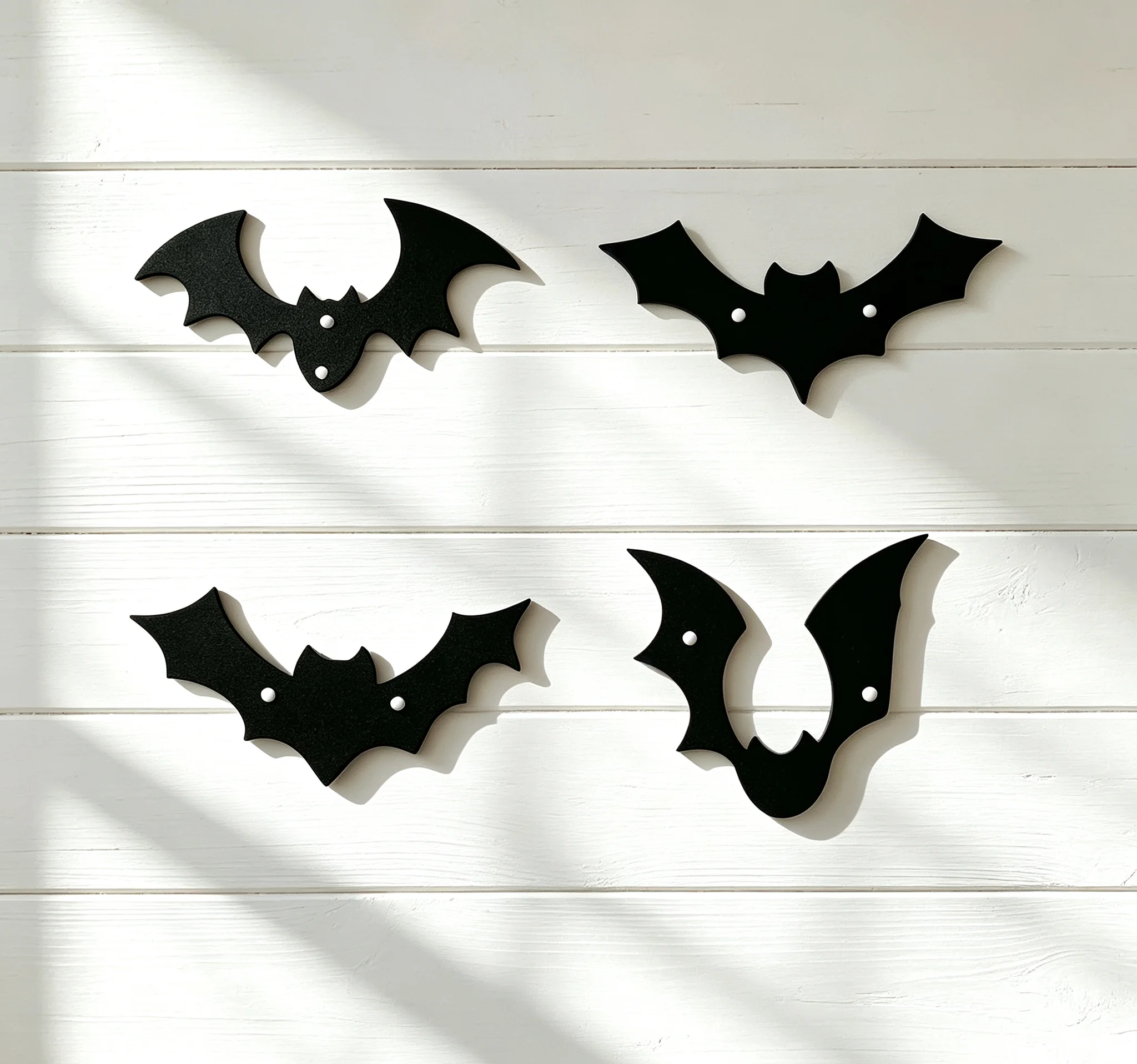 4-Piece Set of Black Iron Bat Wall Decorations, Multi-Sized Gothic Style Metal Bat Hollow-Out Wall Ornaments, Spooky Halloween Hanging Decorations, Waterproof Metal Bat Hangings, Suitable for Indoor and Outdoor Haunted Houses, Bars, Bedrooms, Window Displays, and Party Scene Arrangements view 3