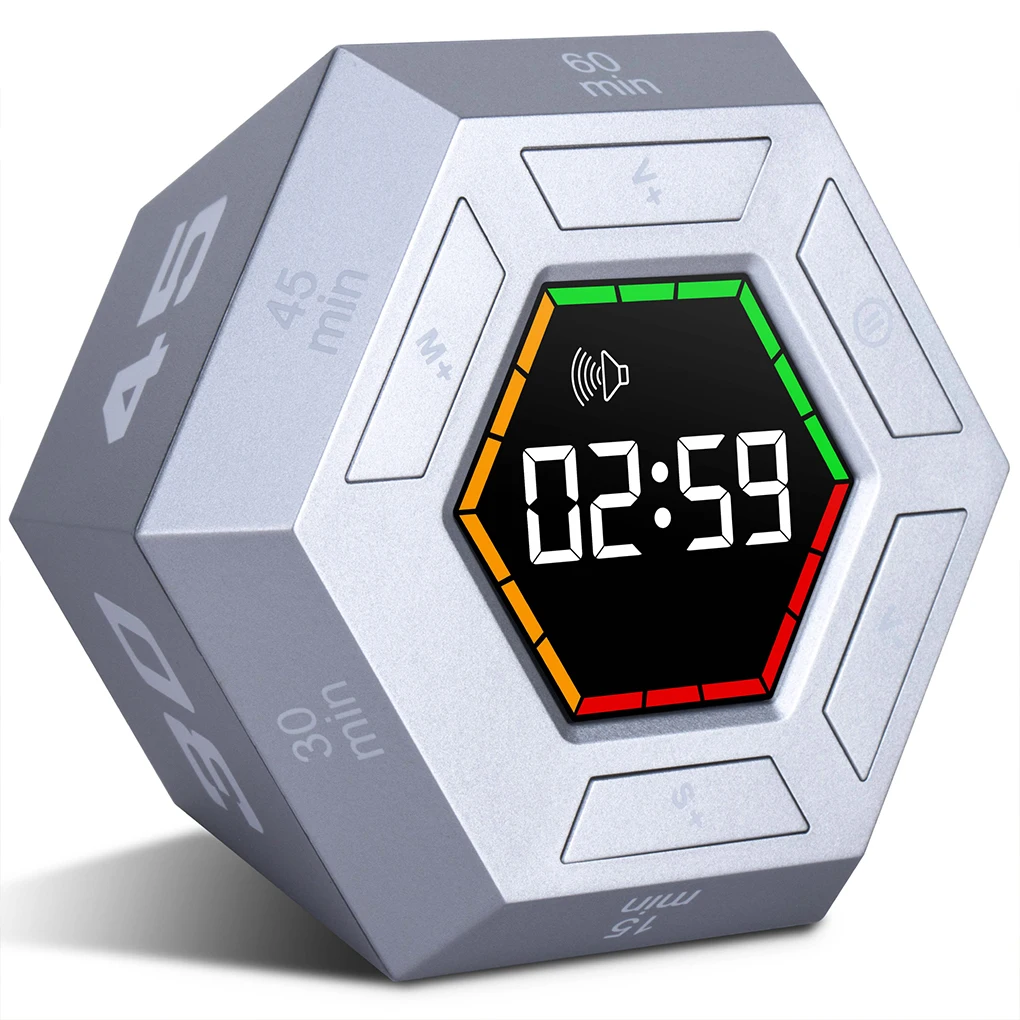 Hexagon Visual Flip Timer for kids Magnetic Smart Productivity Kitchen Timer Digital Study Pomodoro Cooking Timers