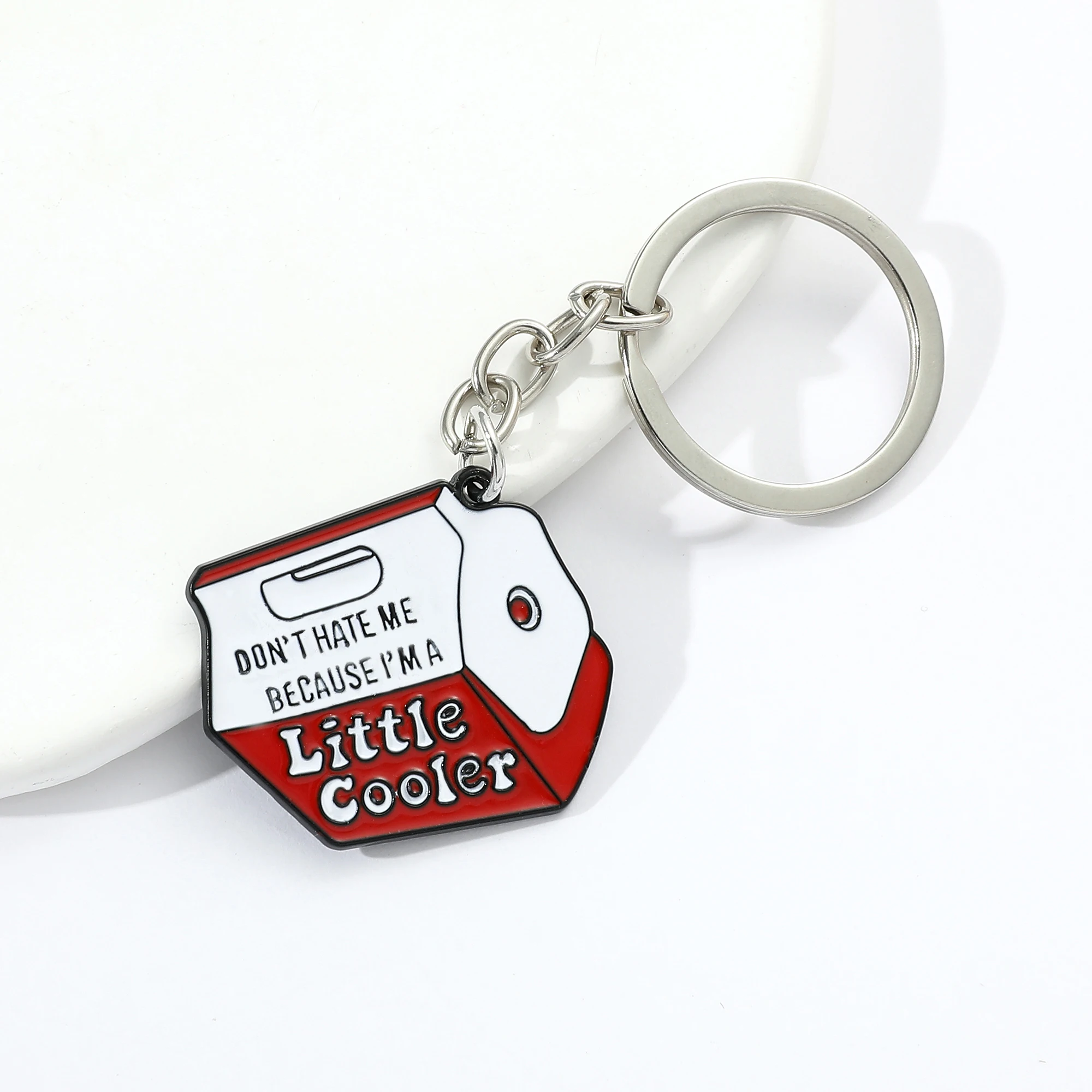 Don't Hate Me Because I am a Little Cooler Keychains Metal Enamel Pendant Key Chains Cartoon Funny Jewelry Gift for Kids Friends