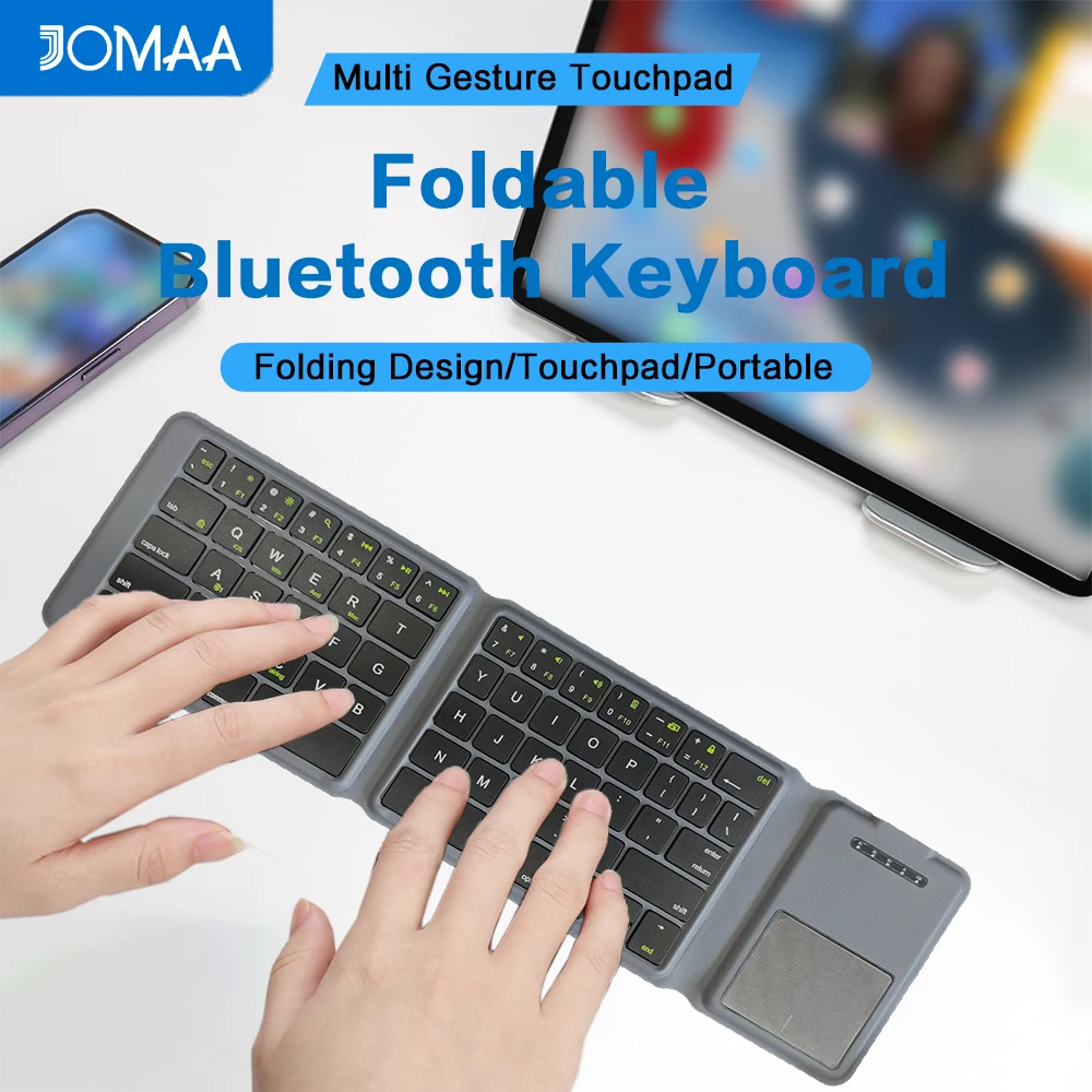 

Foldable Bluetooth Keyboard, Folding Wireless Keyboard with Trackpad ,Travel Keyboards for iPad Tablet Smartphone Laptop PC