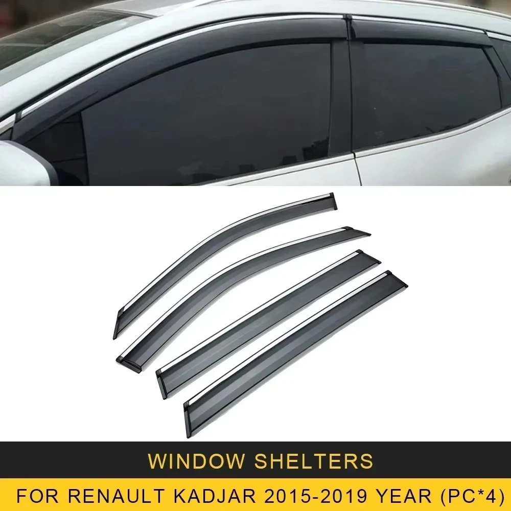 

Chrome Strips Rain Guards for Renault Kadjar 2016-2022 Wind Deflectors Door Visor Vent Shades Ventvisor Window Visor Accessories