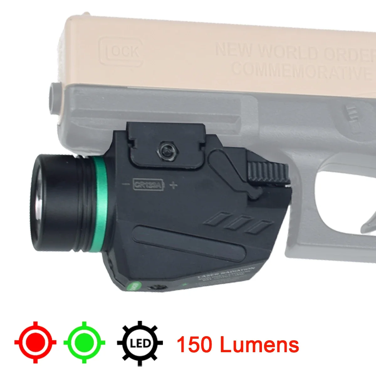 

Nylon 150 Lumens LED Light For 20mm Rail Glock 17 19 Weapon Gun Red/Green Laser Sight Tactical Airsoft Pistol Combo Flashlight