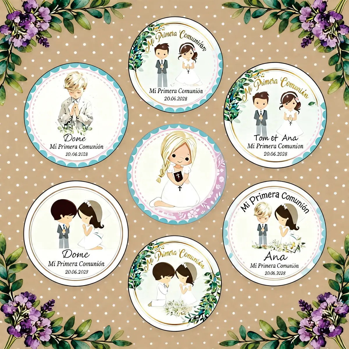 Etiqueta Personalizada para Mi Primera Comunión - Etiqueta Personalizada para Primera Comunión o Bautizo