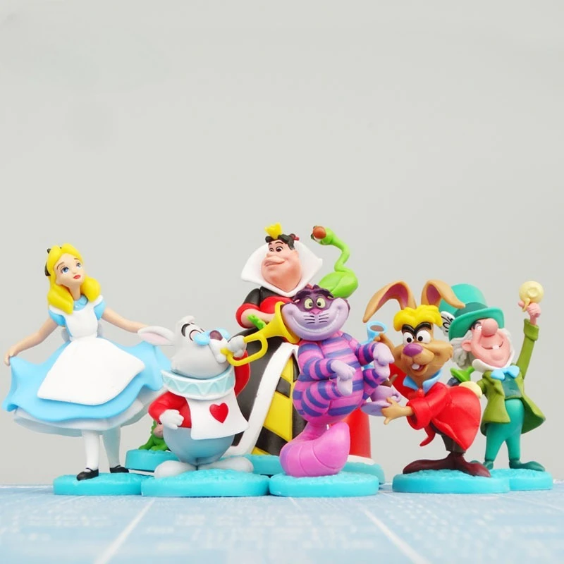 6pcs/set DSN Anime Alice in Wonderland Action Figure Cartoon PVC Model Toy Doll Kawaii Figurine Cake Decoration Gift