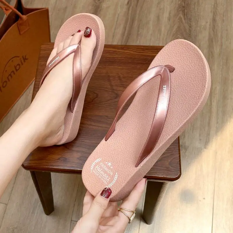

Women's Thong Slippers Outdoor Beach Wear-Resistant Anti-Slip Thick Bottom Quick Dry Bathing Footwear Summer Fashion Flip Flops