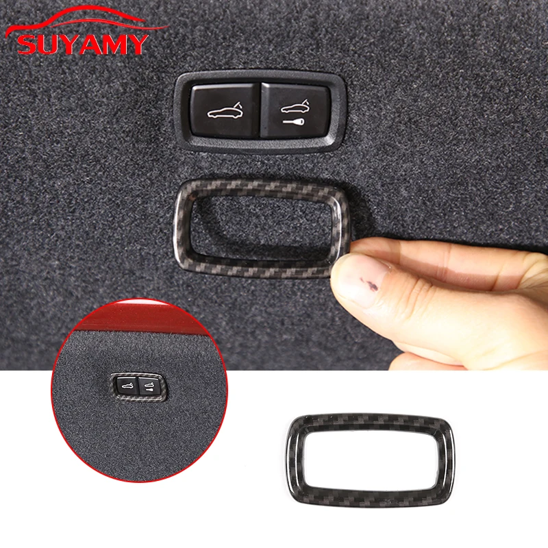 ABS Carbon Fiber Pattern Car Trunk Electric Tailgate Switch Button Cover Trim Frame For Porsche Taycan 2019-2024 Car Accessories