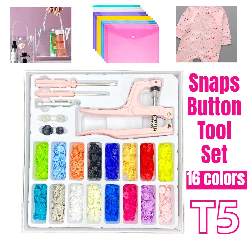 

Набор из 160 пластиковых кнопок-застежек T5 с пресс-клещами для шитья и рукоделия