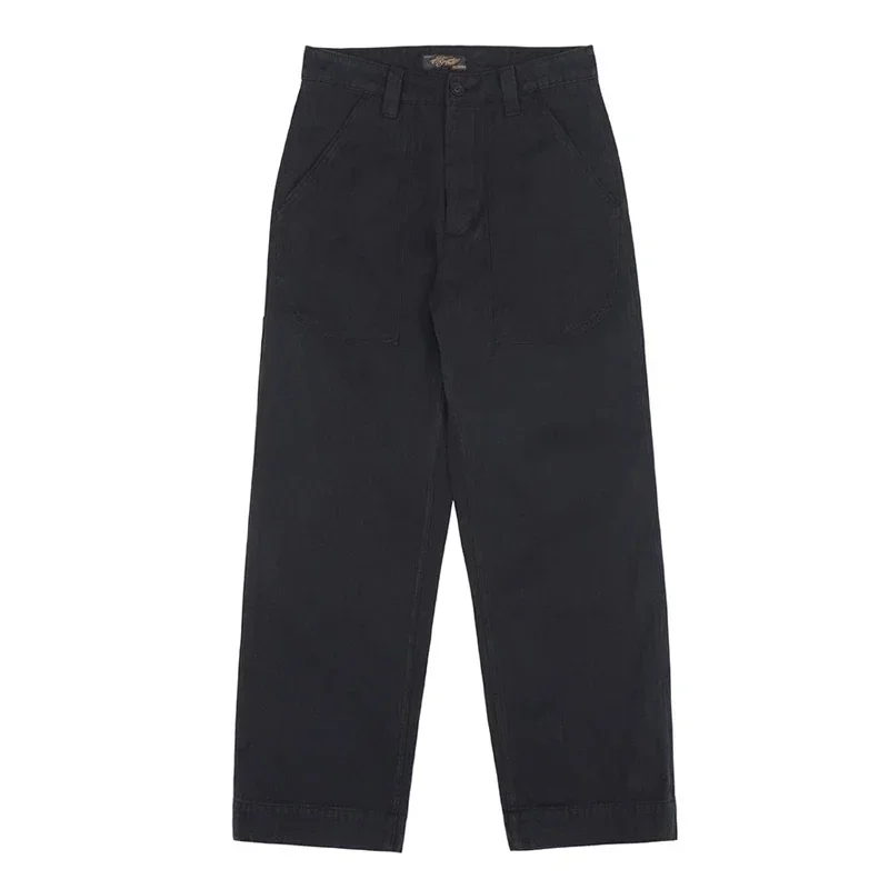 Second Order Retro 1980's Swiss Army Pants Washed Black Herringbone Twill Work Trousers