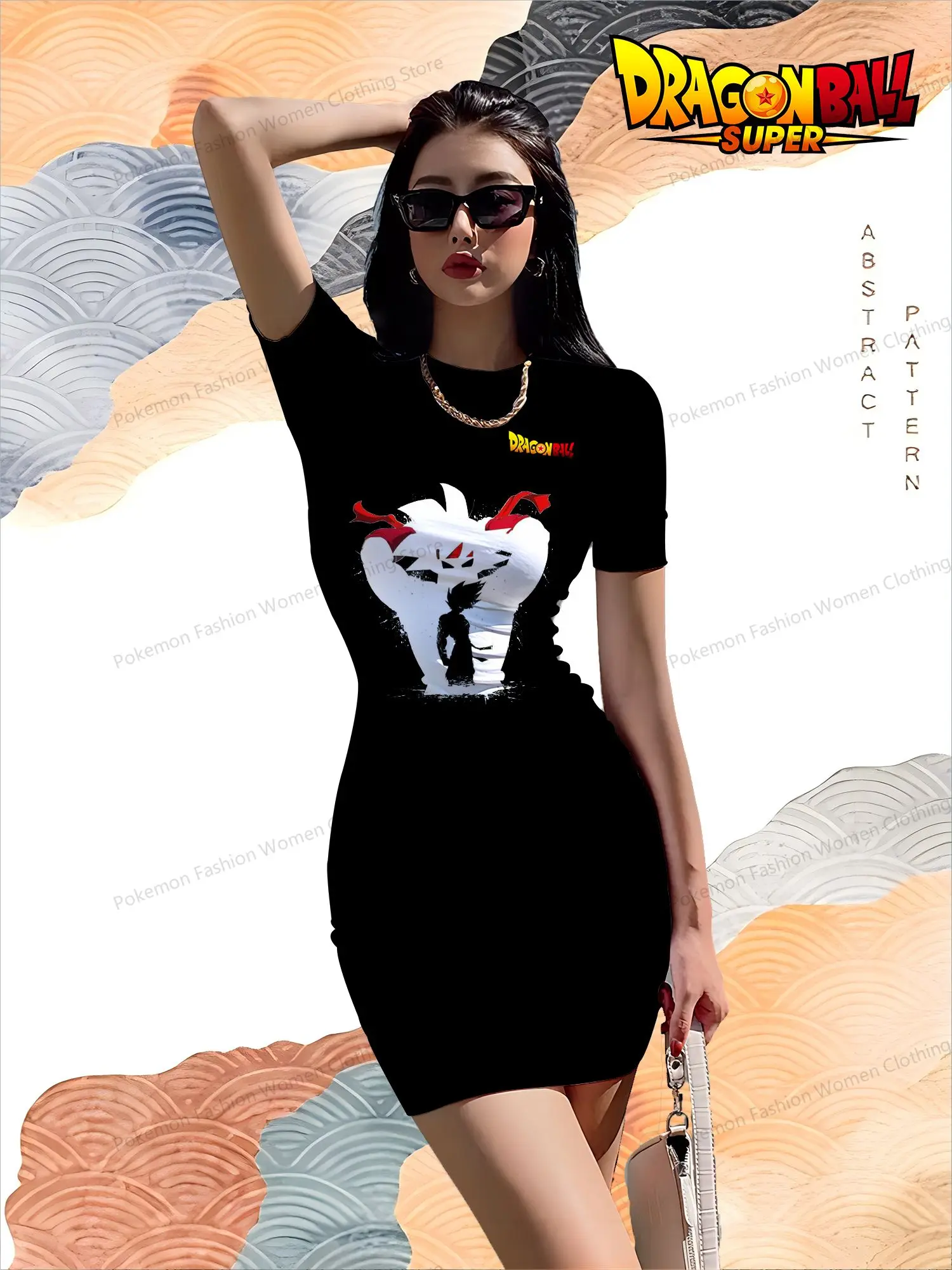 

Dragon Ball Women's Short Sleeved Hip Dresses Kakarotto Youthful Woman Clothes S-3XL Summer Dress Dames 2024 O Neck Boho Y2k