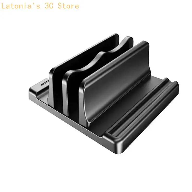 Permanenter vertikaler Laptopständer aus ABS-Kunststoff schützt Geräte. Elastomer gepolstert. Veränderbare Breite. Stiftschlitz – Detail 5