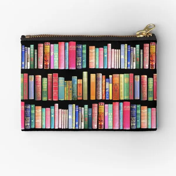 

Bookworms Delight Antique Book Library Zipper Pouches Money Pocket Storage Cosmetic Women Bag Pure Coin Key Small Underwear