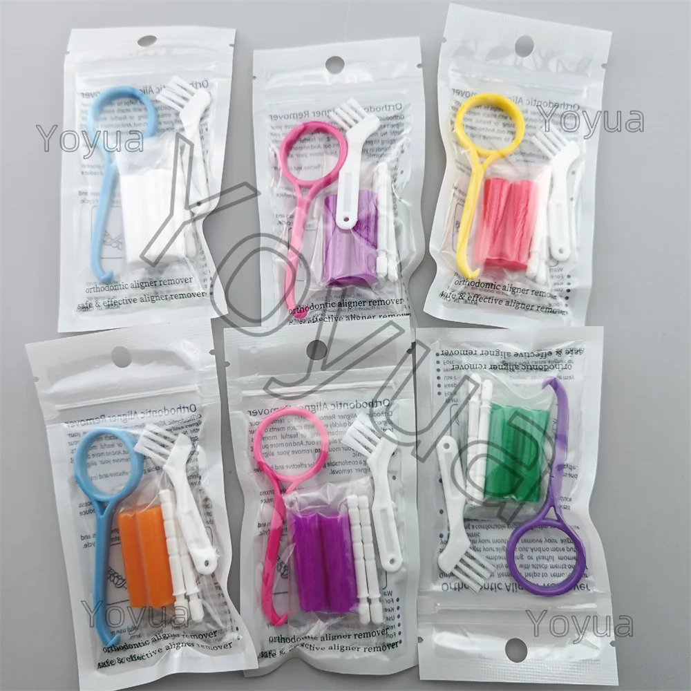 

30packs Dental Orthodontic Aligner Dentistry Invisible Brace Extractor Removal Tool with Brush Chewies Silicone Stick Oral Care