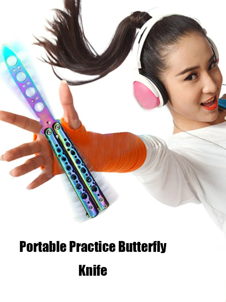 Portable Practice Butterfly Knife Foldable Butterfly Knife Alloy Steel Foldable Training Knives Outdoor Trainer Game for Gifts