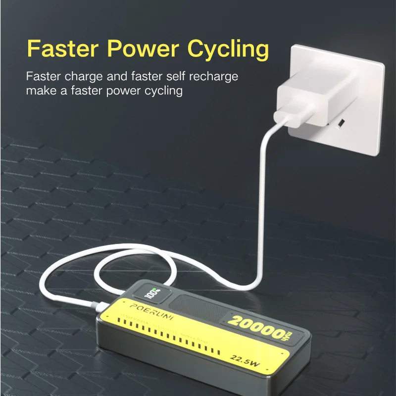 CHICNOD 20000mAh Power Bank High Capacity Powerbank 22.5W Fast Charging Portable Battery Charger For iPhone Samsung Huawei New